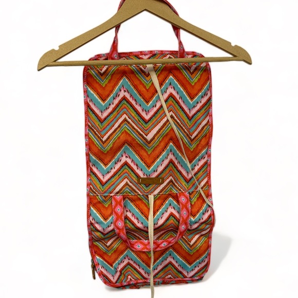 Dena Printed Fold Over Jewelry Bag (or Cosmetics) 4 Compartment With Tie EUC - Picture 8 of 10